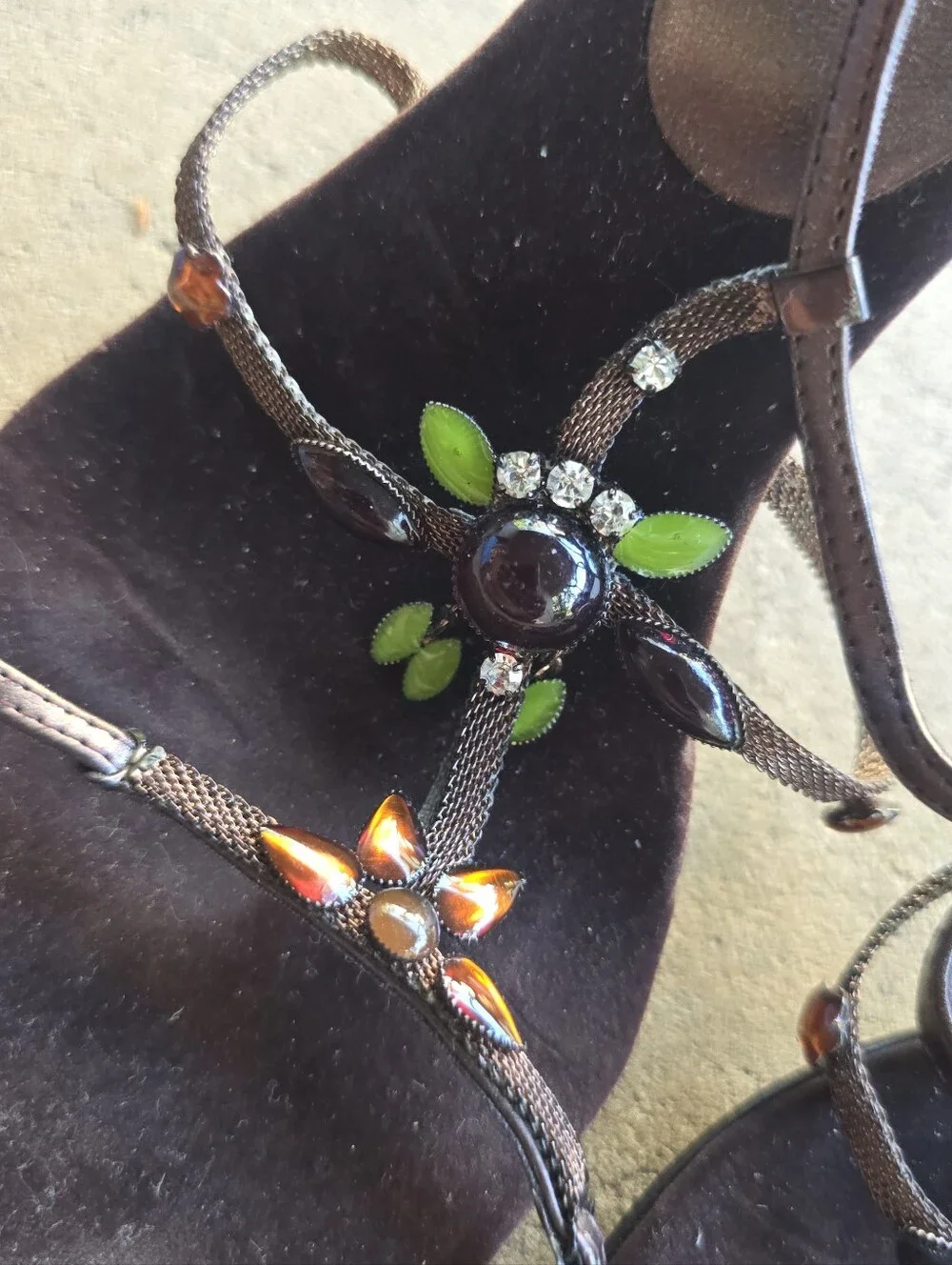 vintage y2k Whimsical Earth Fairy Euro Coded Chain Beaded heels 7.5
